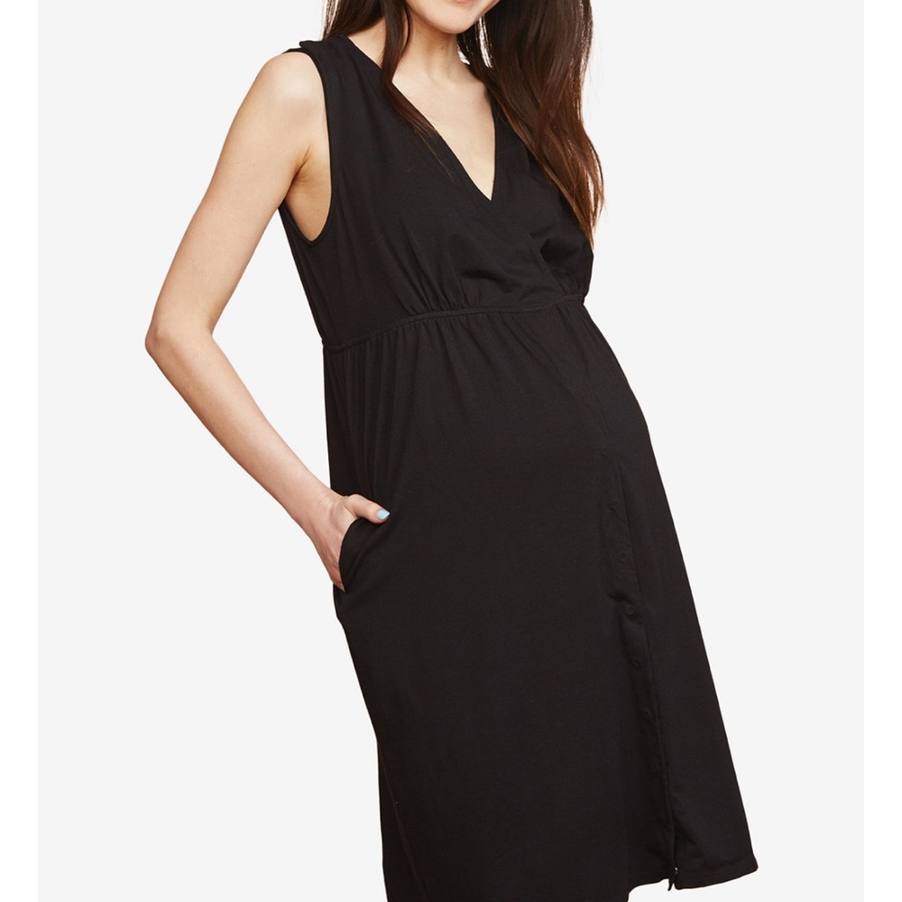 Motherhood Maternity Black 3-in-1 Nursing, Labor and Delivery Gown Small